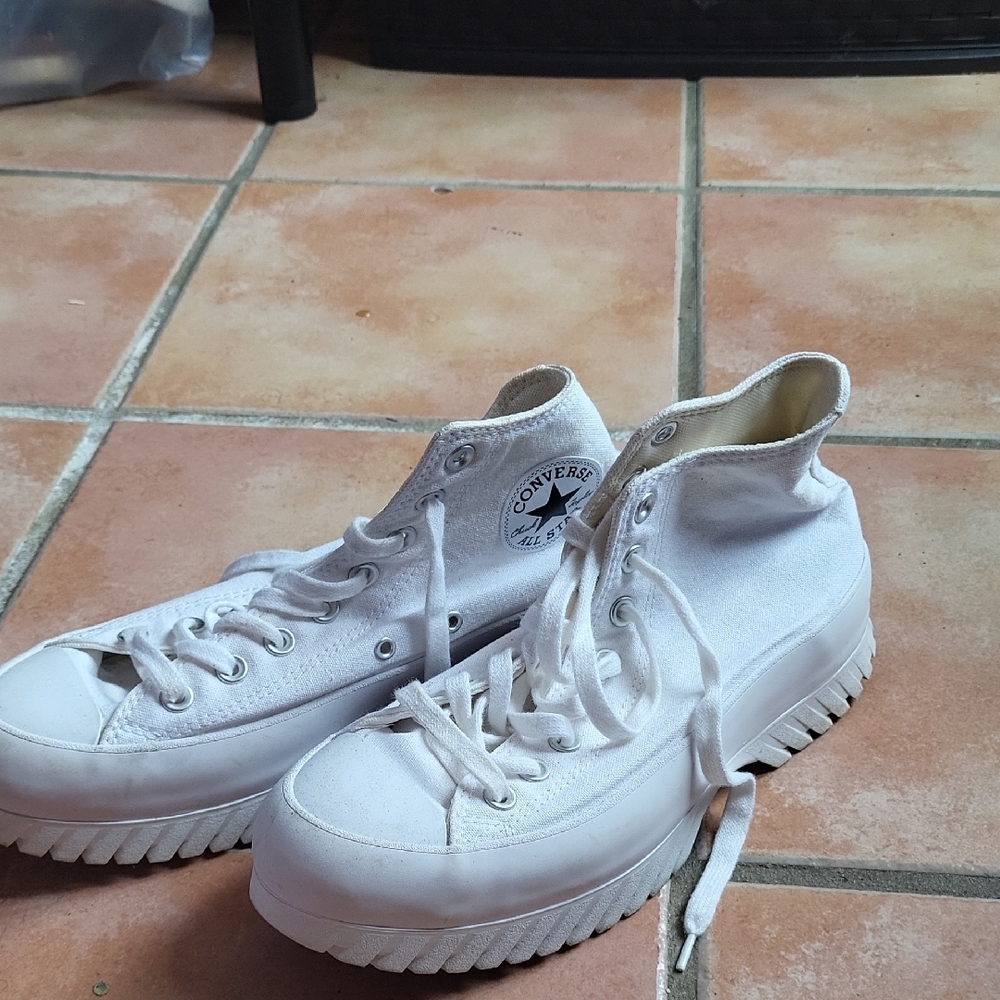 Converse White High-Top Sneakers with Chunky Sole